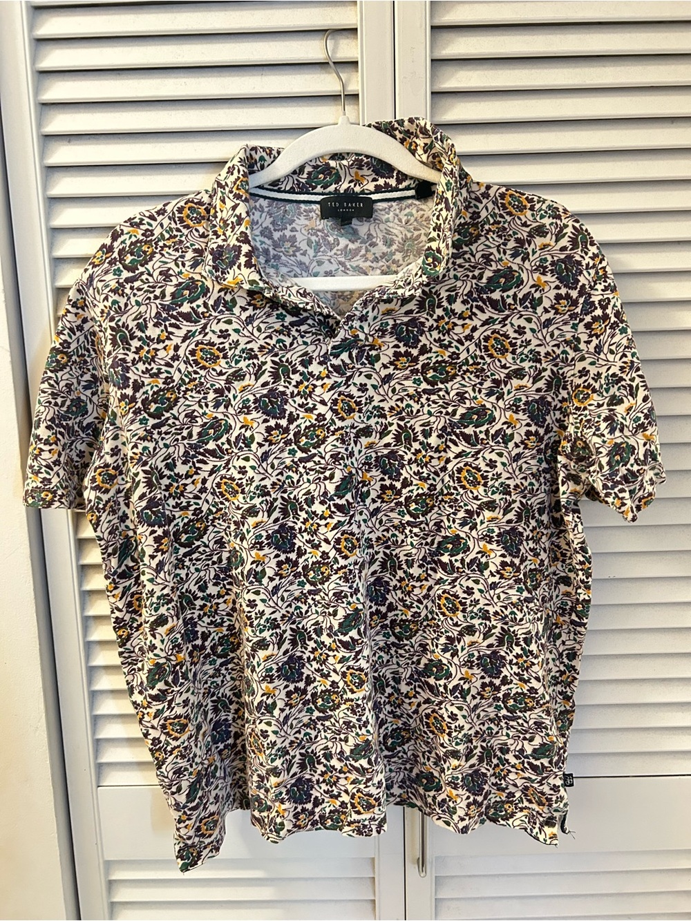 Ted Baker London Men’s Floral Paisley Polo Shirt Size 4 Large